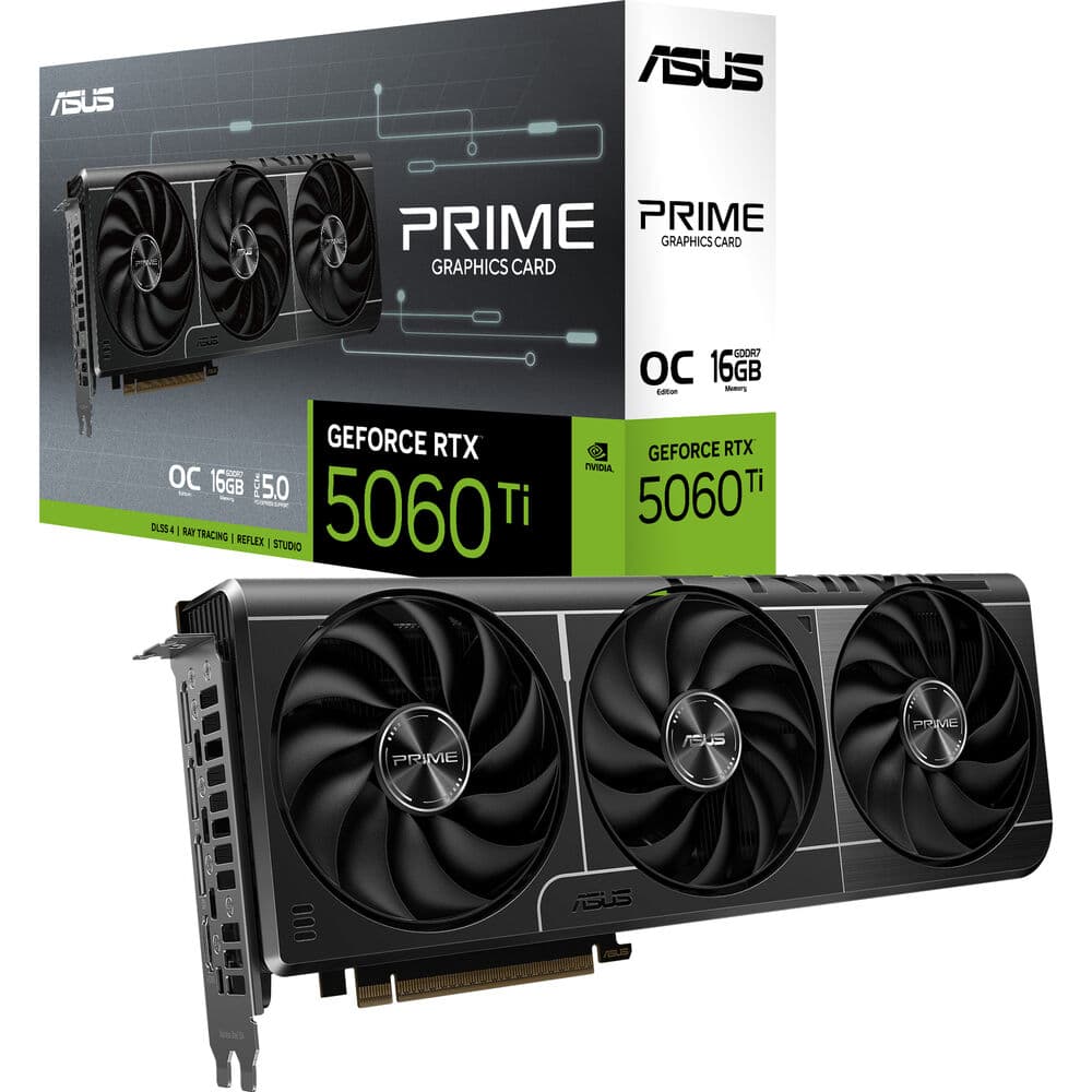 ASUS PRIME GeForce RTX 5060 Ti 16GB 128-Bit GDDR7 PCI Express 5.0 x8 DLSS 4.0 GPU