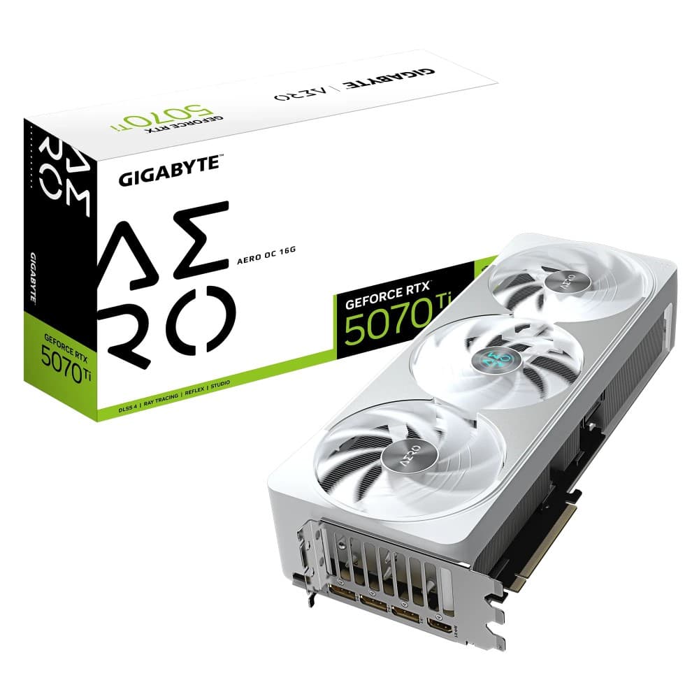 Gigabyte GeForce RTX 5070 Ti AERO OC 16GB GDDR7 VRAM PCIe 5.0 x16 Interface 256-bit PCI Express 5.0 x16 GPU
