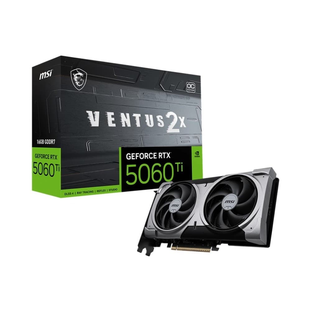 MSI VENTUS GeForce RTX 5060 Ti 16GB 2X OC PLUS GDDR7 PCIe 5.0 x16 128-bit PCI Express 5.0 x16 GPU