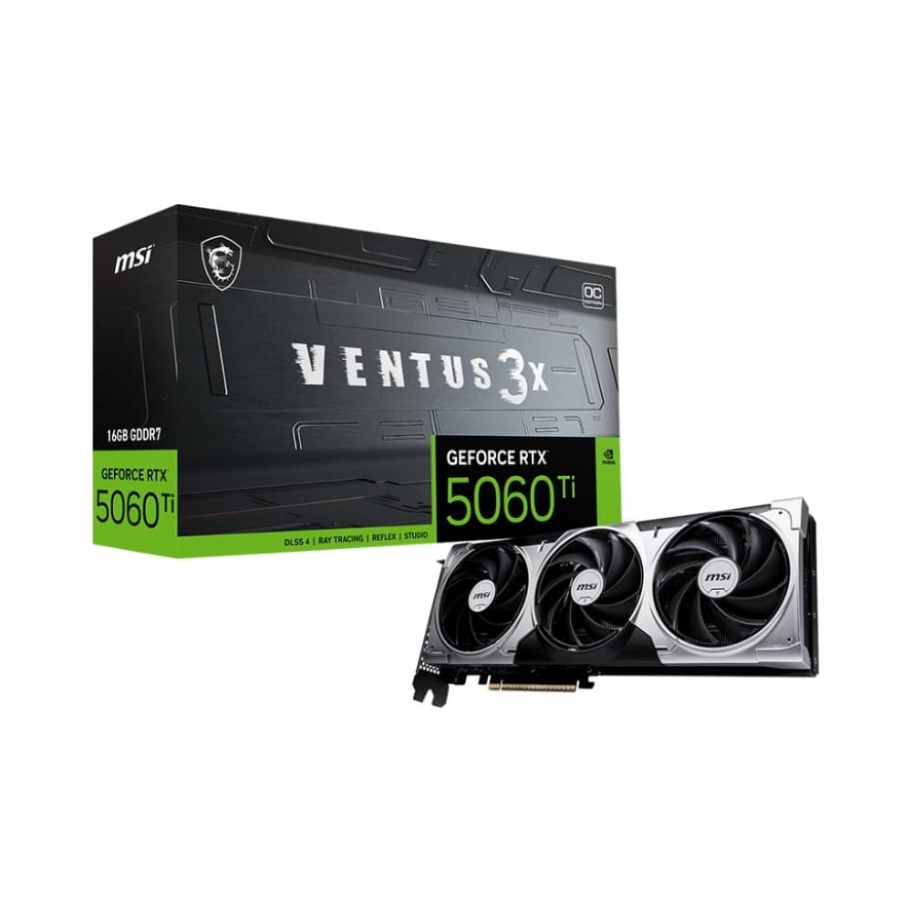 MSI VENTUS GeForce RTX 5060 Ti 16G 3X OC PLUS GDDR7 PCIe 5.0 x16 16GB 128-bit PCI Express 5.0 x16 GPU