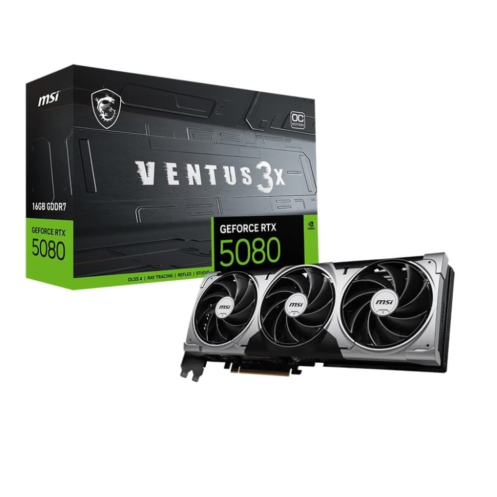 MSI VENTUS GeForce RTX 5080 3X OC 16GB GDDR7 PCIe 5.0 x16 256-bit PCI Express 5.0 x16 GPU