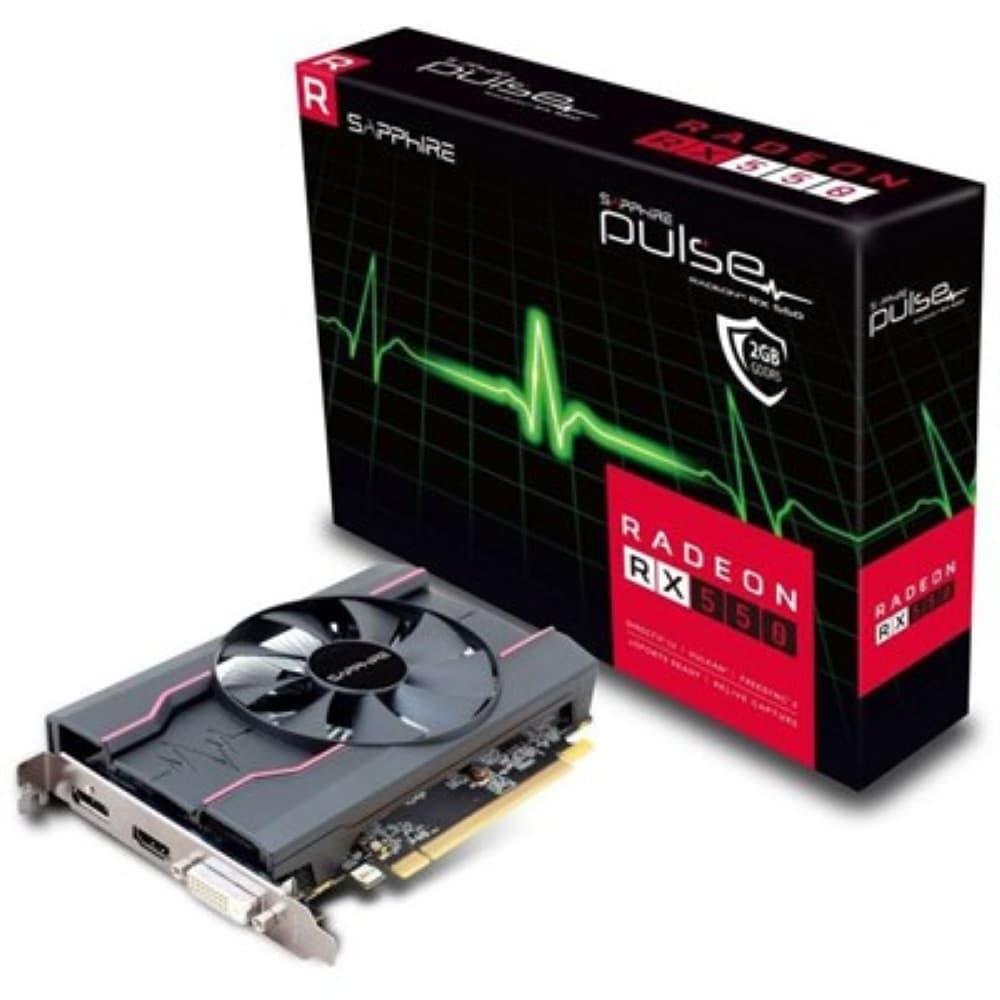 SAPPHIRE PULSE Radeon RX550 2GB GDDR5 Video GPU – Refurbished 64-bit PCI Express x16