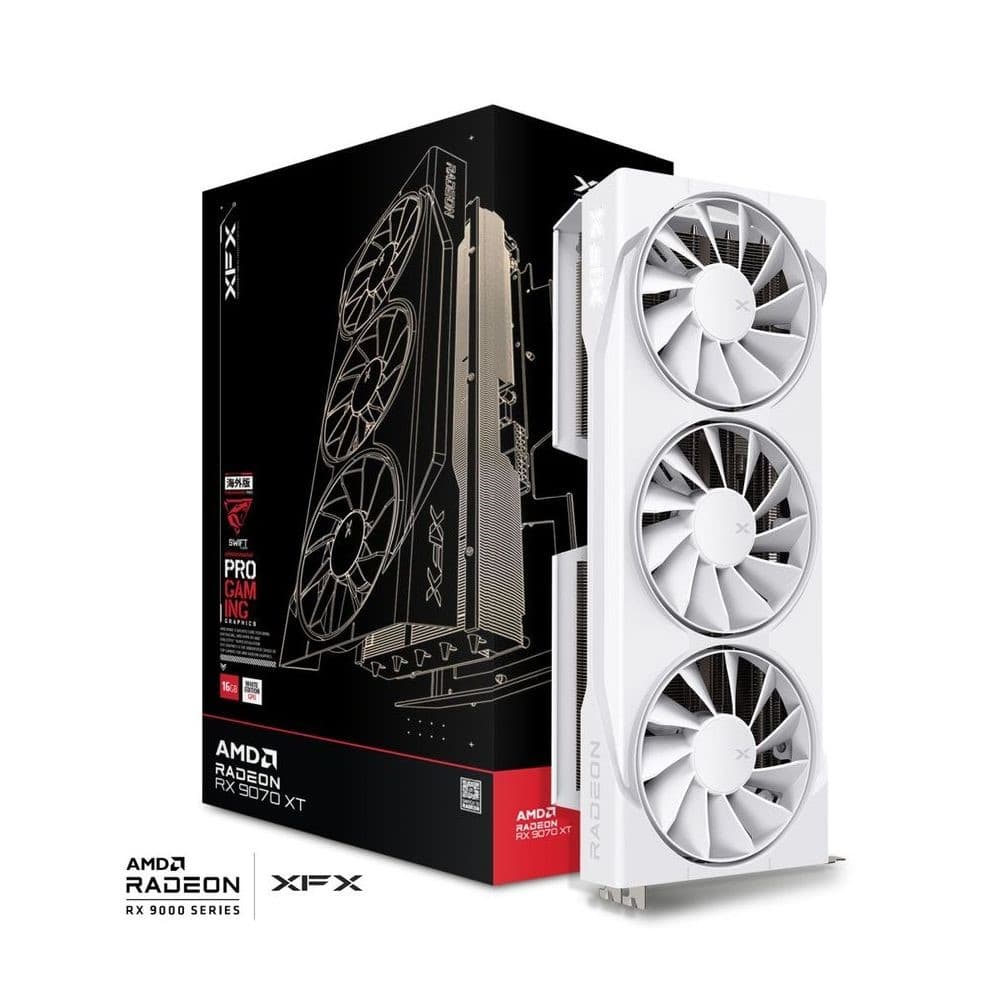 XFX Swift AMD Radeon RX 9070XT 16GB GDDR6, 256bit, HDMI/3x DP, AMD RDNA 4 Gaming Edition GPU – White 256-bit PCI Express 5.0 x16