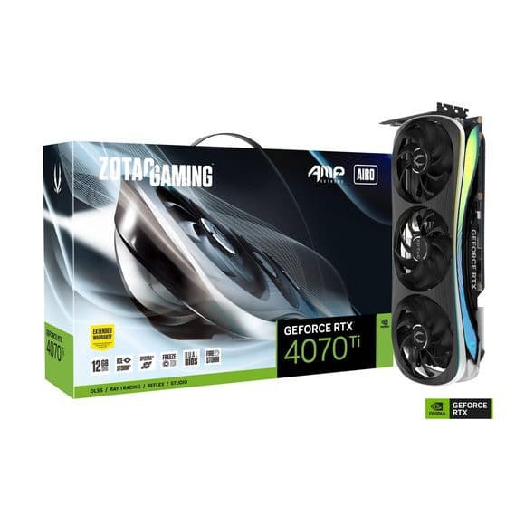ZOTAC GAMING GeForce RTX 4070Ti AMP Extreme AIRO DLSS 3 12GB GDDR6X 192-bit 21 Gbps PCIE 4.0 Gaming GPU (Open Box) PCI Express 4.0