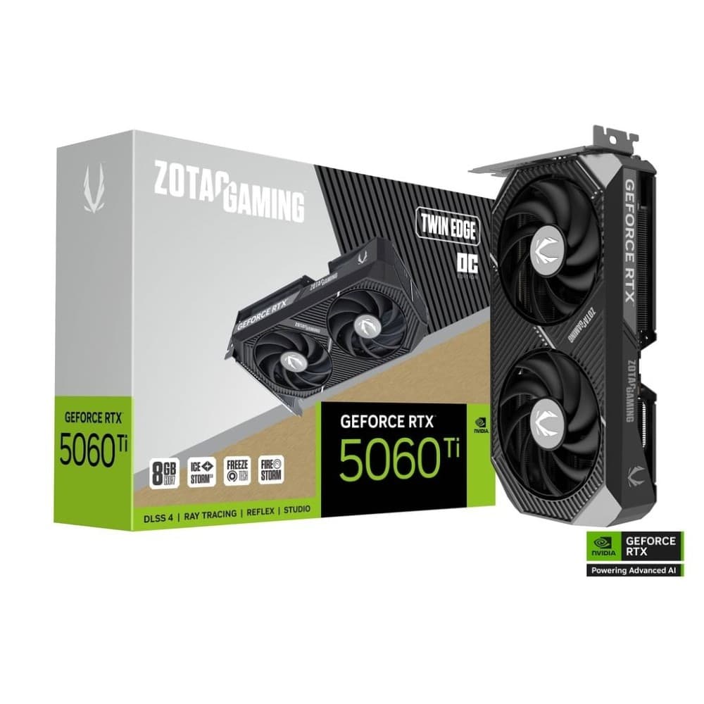 ZOTAC GAMING GeForce Twin Edge OC RTX 5060 Ti 8GB 128-Bit GDDR7 PCI Express 5.0 x8 DLSS 4.0 GPU
